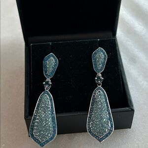 Sparkling Teal Crystal Earrings 925 Silver